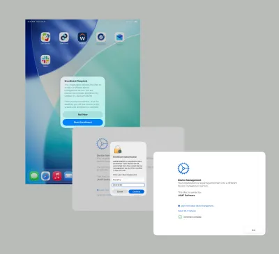 User view of the migration process from initial required migrate screen, to accepting the migration, to the announcement that the migration is complete.